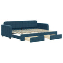 daybed med udtræk og skuffer 80x200 cm stof blå