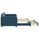 daybed med udtræk og skuffer 80x200 cm stof blå