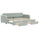 daybed med udtræk og skuffer 80x200 cm velour lysegrå