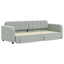daybed med udtræk og skuffer 80x200 cm velour lysegrå