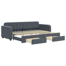 daybed med udtræk og skuffer 80x200 cm velour mørkegrå