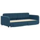 daybed med udtræk og skuffer 90x200 cm velour blå