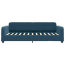 daybed med udtræk og skuffer 90x200 cm velour blå
