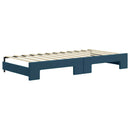 daybed med udtræk og skuffer 90x200 cm velour blå