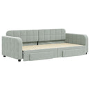 daybed med udtræk og skuffer 90x200 cm velour lysegrå