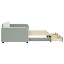 daybed med udtræk og skuffer 90x200 cm velour lysegrå