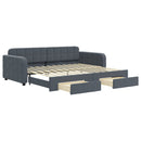 daybed med udtræk og skuffer 90x200 cm velour mørkegrå