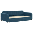 daybed med udtræk og skuffer 100x200 cm velour blå