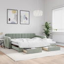 daybed med udtræk og skuffer 100x200 cm velour lysegrå