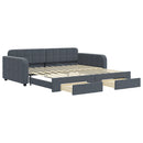 daybed med udtræk og skuffer 100x200 cm velour mørkegrå
