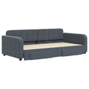 daybed med udtræk og skuffer 100x200 cm velour mørkegrå