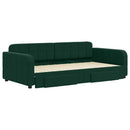 daybed med udtræk og skuffer 100x200 cm velour mørkegrøn