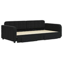 daybed med udtræk og skuffer 100x200 cm velour sort