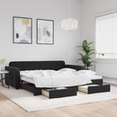 daybed med udtræk og skuffer 100x200 cm velour sort