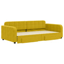 daybed med udtræk og skuffer 100x200 cm velour gul