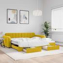 daybed med udtræk og skuffer 100x200 cm velour gul