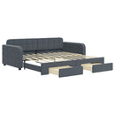 daybed med udtræk og skuffer 90x190 cm velour mørkegrå