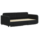 daybed med udtræk og skuffer 90x190 cm velour sort