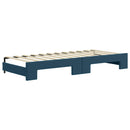 daybed med udtræk og skuffer 80x200 cm stof blå