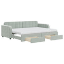 daybed med udtræk og skuffer 80x200 cm velour lysegrå