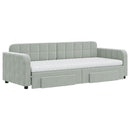 daybed med udtræk og skuffer 80x200 cm velour lysegrå