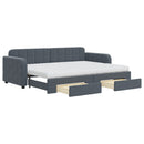 daybed med udtræk og skuffer 80x200 cm velour mørkegrå
