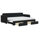 daybed med udtræk og skuffer 80x200 cm velour sort