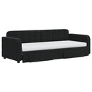 daybed med udtræk og skuffer 80x200 cm velour sort