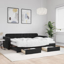 daybed med udtræk og skuffer 80x200 cm velour sort