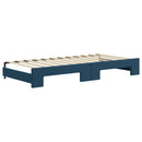daybed med udtræk og skuffer 90x200 cm velour blå