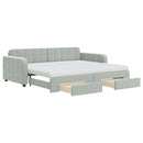 daybed med udtræk og skuffer 90x200 cm velour lysegrå