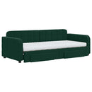daybed med udtræk og skuffer 90x200 cm velour mørkegrøn