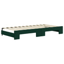 daybed med udtræk og skuffer 90x200 cm velour mørkegrøn