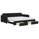 daybed med udtræk og skuffer 90x200 cm velour sort