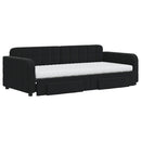 daybed med udtræk og skuffer 90x200 cm velour sort