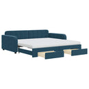 daybed med udtræk og skuffer 100x200 cm velour blå