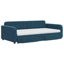 daybed med udtræk og skuffer 100x200 cm velour blå