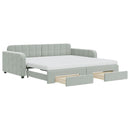 daybed med udtræk og skuffer 100x200 cm velour lysegrå
