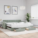 daybed med udtræk og skuffer 100x200 cm velour lysegrå