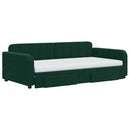 daybed med udtræk og skuffer 100x200 cm velour mørkegrøn