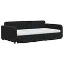 daybed med udtræk og skuffer 100x200 cm velour sort