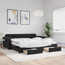 daybed med udtræk og skuffer 100x200 cm velour sort