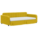 daybed med udtræk og skuffer 100x200 cm velour gul