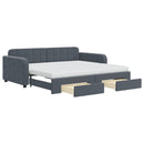 daybed med udtræk og skuffer 90x190 cm velour mørkegrå