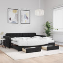 daybed med udtræk og skuffer 90x190 cm velour sort