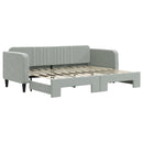 daybed med udtræk 80x200 cm velour lysegrå