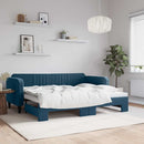 daybed med udtræk 90x200 cm velour blå