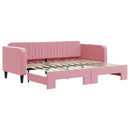 daybed med udtræk 90x200 cm velour lyserød