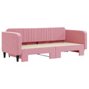 daybed med udtræk 90x200 cm velour lyserød