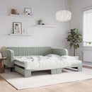 daybed med udtræk 100x200 cm velour lysegrå